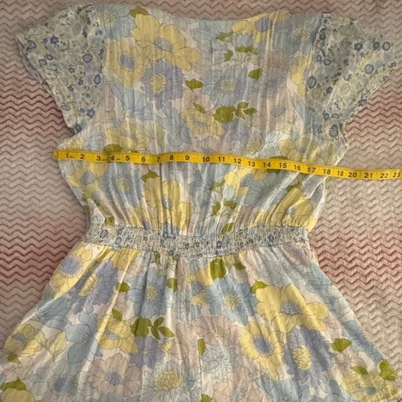 American Eagle Blue and Green Floral Romper - Size Large - Picture 9 of 12